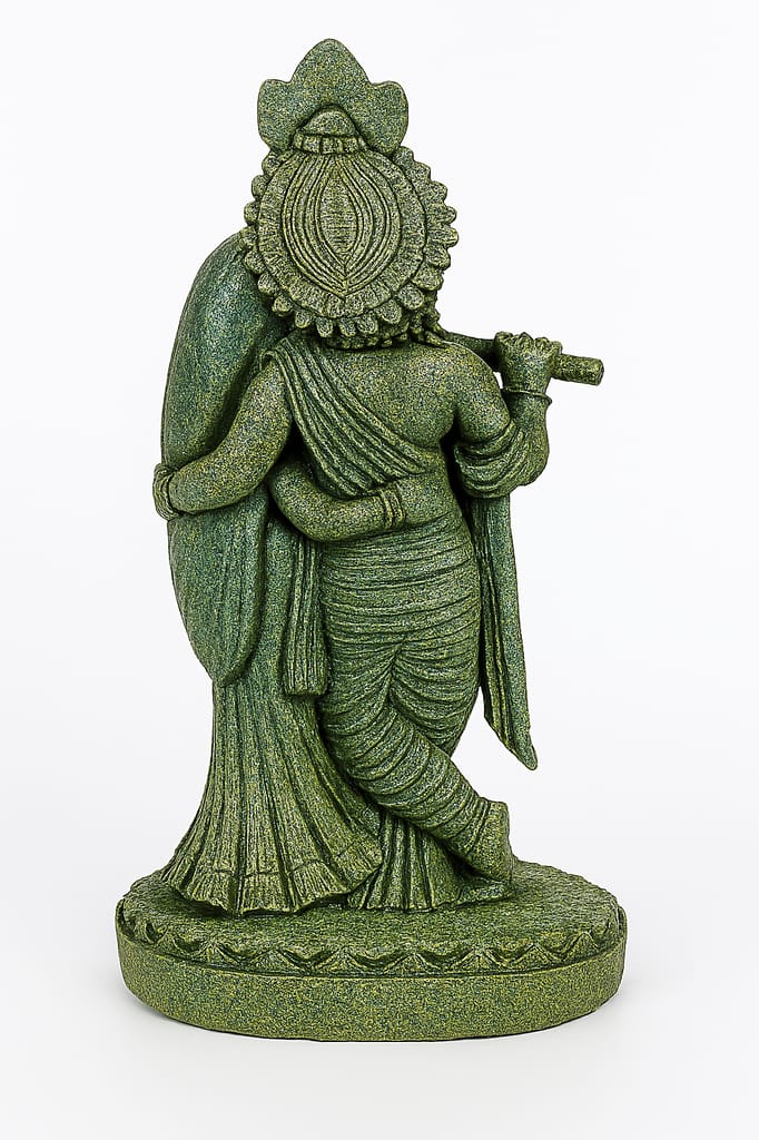 Radha Krishna Idol Statue | Divine Love Showpiece | Antique Green Finish view 2