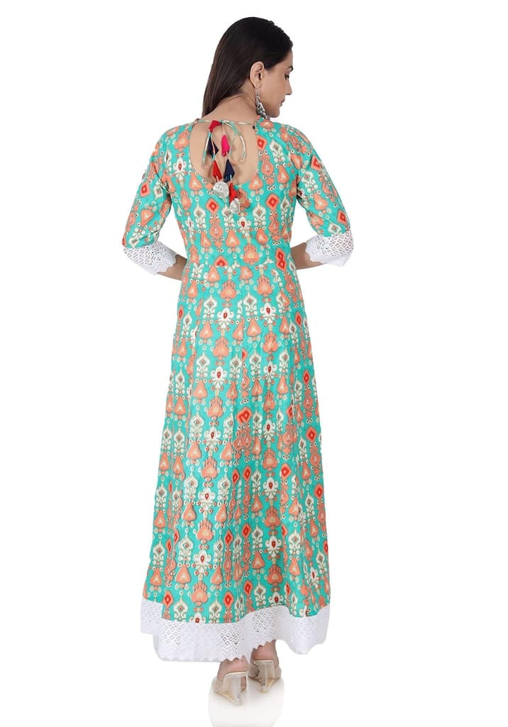 MANMAYEE women's Heavy Embriodery Anarkali Kurti with Dupatta with Heavy Lace view 2