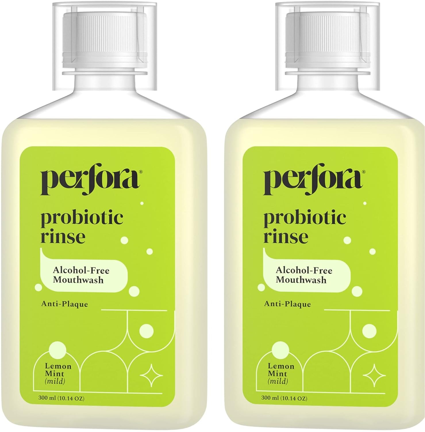 Perfora Lemon Mint Mouthwash | Vitamin C Mouth Freshener For Dental Hygiene & Fresh Breath | No Artificial Flavors & Colors | Alcohol Free Mouth Wash for Men Women & Kids, 300 ml - Pack of 2
