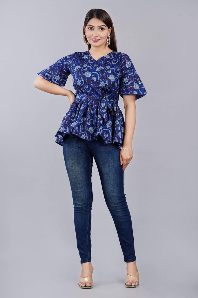 MANMAYEE Tunic & Tops Women Cotton Printed Tops | Short Tops view 2