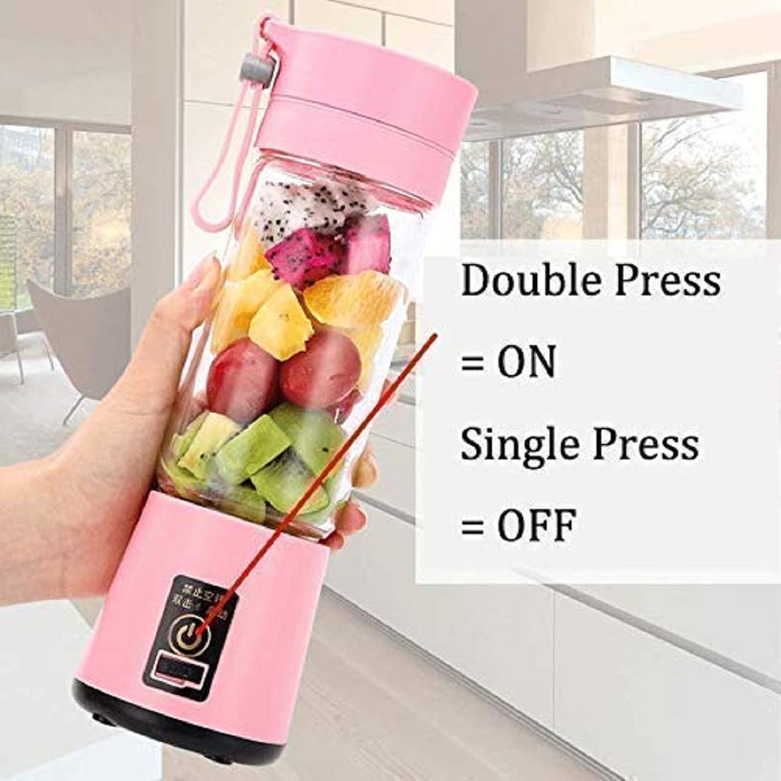 Denzcart Portable Blender - USB Rechargeable Mini Juicer for Smoothies, Shakes, Baby Food, with 2000mAh Battery, Magnetic Safety Switch, and Easy Detachable Cleaning