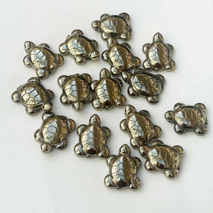 SahajHast Mini Pyrite Turtle Good Luck Crystal Carving | Pocket Totem for Wealth & Protection