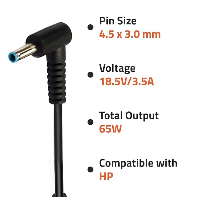 Artis AR0502 65Watt Laptop Charger/Adapter Compatible with HP Laptops (18.5V/3.5A, 65Watt) (Blue Pin Size: 4.5mm x 3.0mm) (BIS Certified) view 2