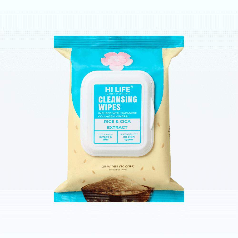 Cleansing Wet Wipes | Rice & CICA Oil | 70 GSM Thick | Pack of 25 Wipes