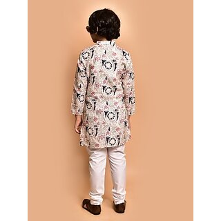 PrintCultr Boys Festive & Party Kurta and Pyjama Set (Beige) view 2