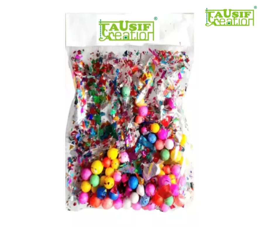 TAUSIF CREATION® New Colourful Craft Balls With Confetti For Celebrations Especially Birthday Party/Weddings And DIY Art & Craft Projects Multicolour (20 Pouches) view 2