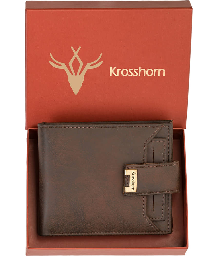 Krosshorn - Brown Faux Leather Men's Regular Wallet ( Pack of 1 )