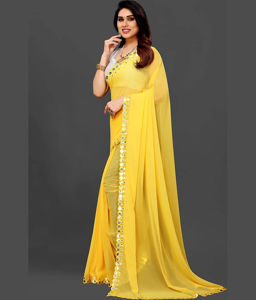RIDDHI SHIVAY FAB Georgette Embroidered Saree With Unstitched Blouse Piece ( Green ) view 2