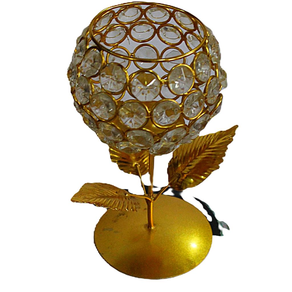 Brass Gallery India Brass Crystal Rose Candle Diya Holder Set of 1 for Diwali Light for Diwali Decoration Tea Light Stand Votive- Decorative view 2