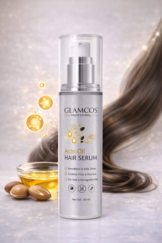 GLAMCOS Professional Acio Oil Hair Serum | Lightweight Serum for Frizz Control & Intense Shine | Smooth, Soft & Manageable Hair | Salon Professional Hair Serum – 50 ml view 2