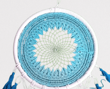 Handmade Blue & White Dream Catcher Wall Hanging with Tassels view 2