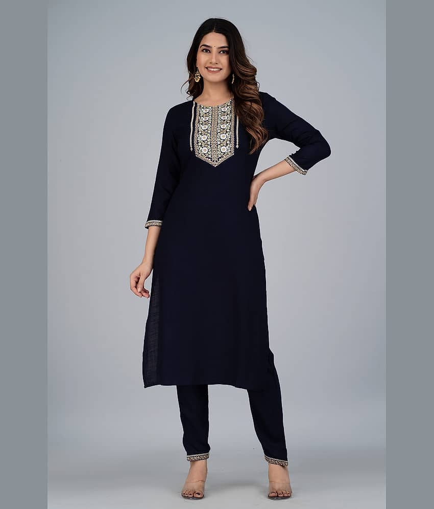 Mishree Collection - Turquoise A-line Rayon Women's Stitched Salwar Suit ( Pack of 1 )