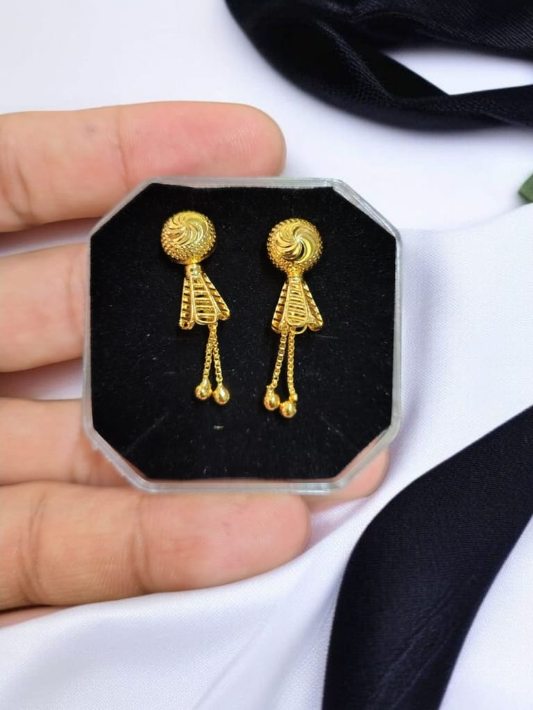 Premium Micro-Polished Daily Wear Gold-Plated Long Drop Earrings | Lightweight Traditional Women Earrings view 2