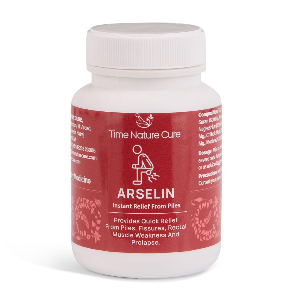 Time Nature Cure Arselin Ayurvedic Piles Medicine for Relief from Hemorrhoids, Fissures & Fistula | Reduces Pain, Itching & Bleeding | Herbal Care Supplement | 30 Capsules, Pack of 1 view 2