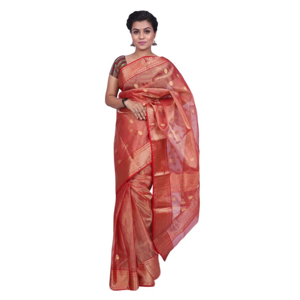HANDLOOM CHANDERI SAREE- TISSU (ZARI+SILK MIX) WITH BLOUSE (SKU - 1SC203080621 SAREE- 53) view 2
