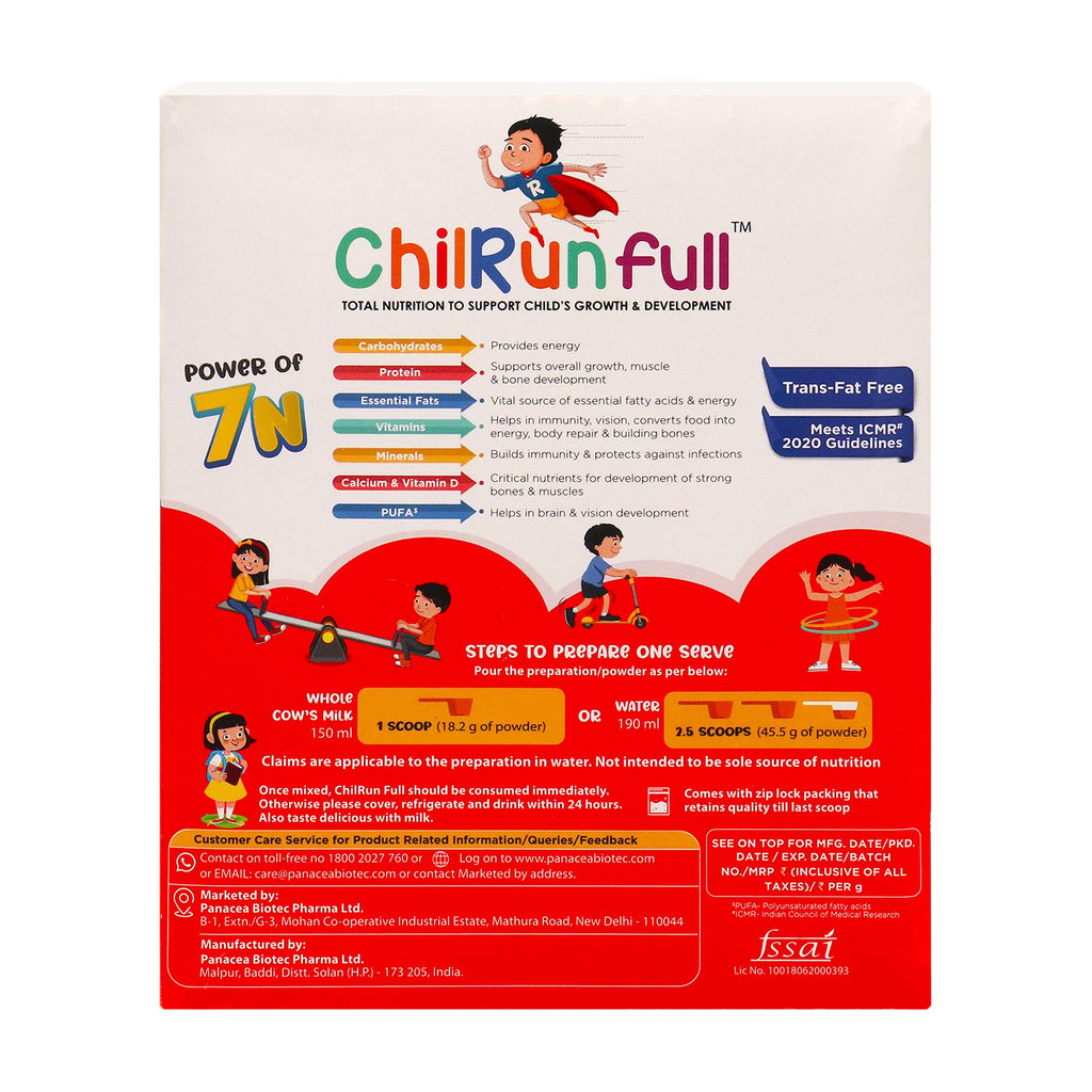 ChilRun Full 2+, Health and Nutrition Drink, Vanilla, 200g, Box. Total Nutrition For Children’s Growth, Supports Weight & Height Gain, Immune Function & Brain Development. view 2