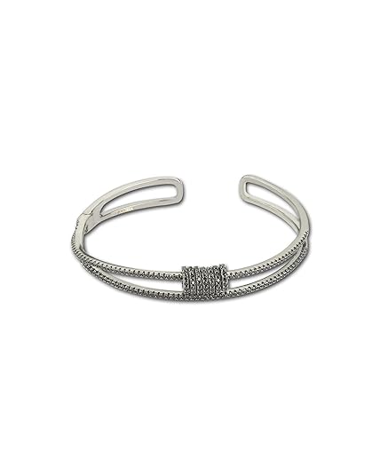 AABHA Silver Black Polish Kada for Women (Black, 2.6)