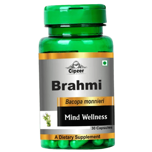 Cipzer Brahmi 60 Capsules: Pure Ayurvedic Brain Tonic for Focus, Memory & Stress Relief
