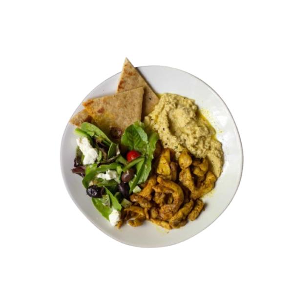 Chicken Shawarma Hummus & Black Olives (Kuboos)