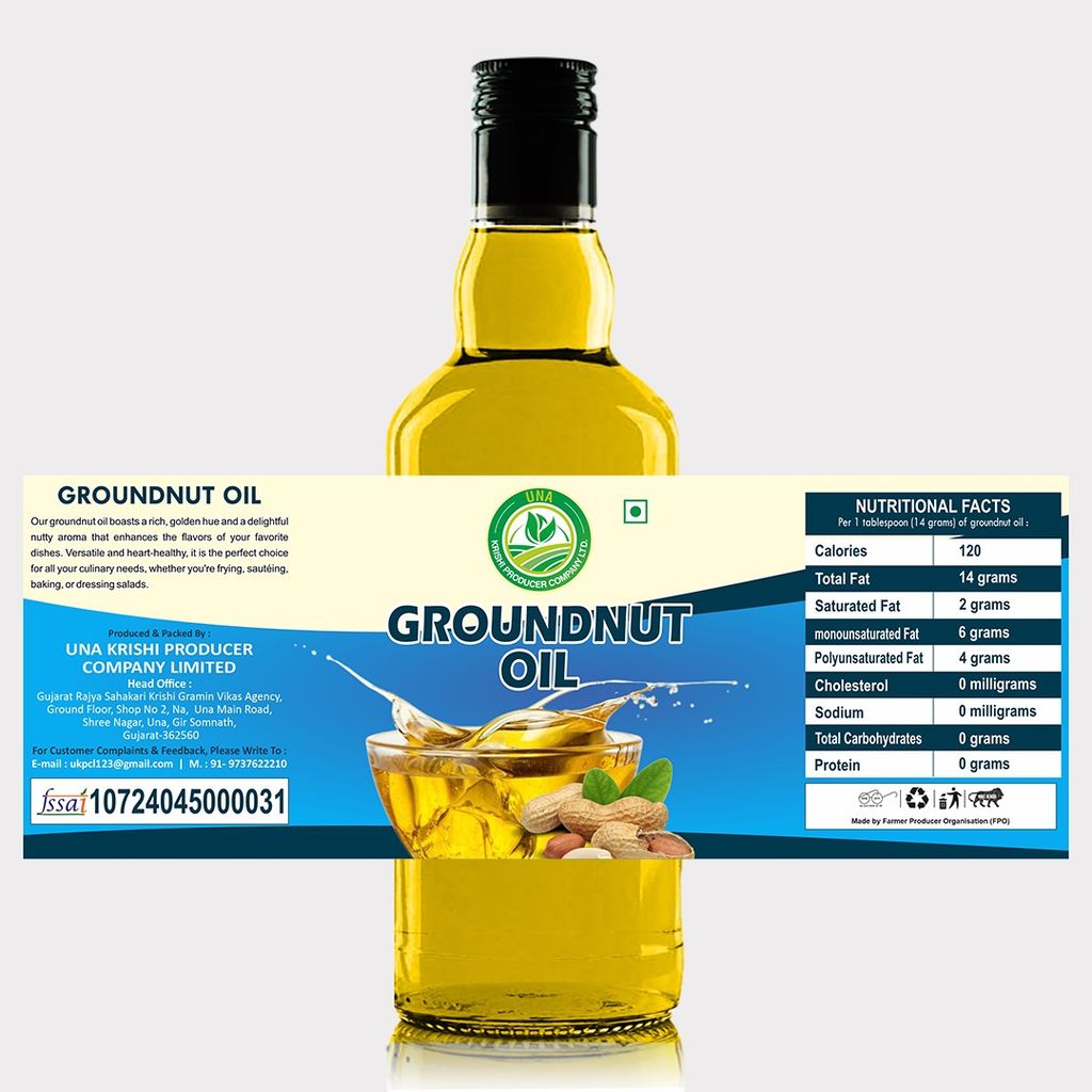 Groundnut Oil Pack of 3 (3 x 1 Litre) by Una Krishi Producer – Pure, Cold-Pressed & Made by Farmers. view 2