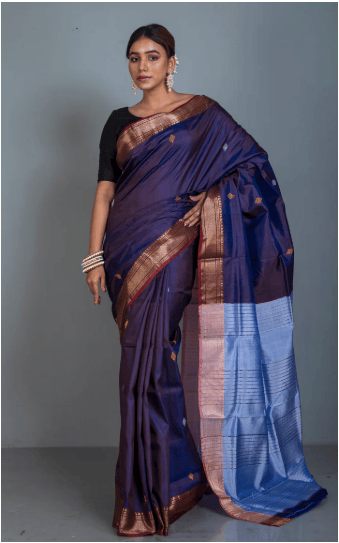 Women's Handloom Pure Silk Saree With Blouse Piece, Traditional Indian Sari
