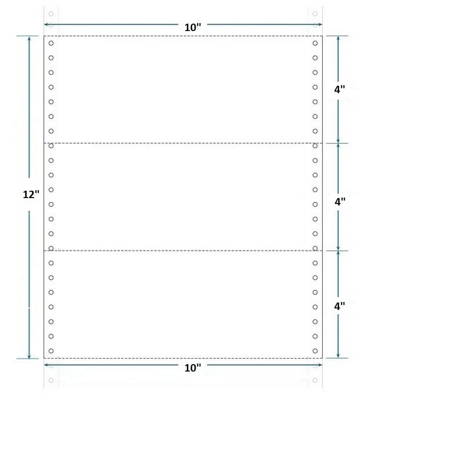 Dot Matrix Printer Paper Continuous Printer Paper, 10" x 12", White, Perforated Every 4 inch, 1000-Sheet 60 GSM view 2