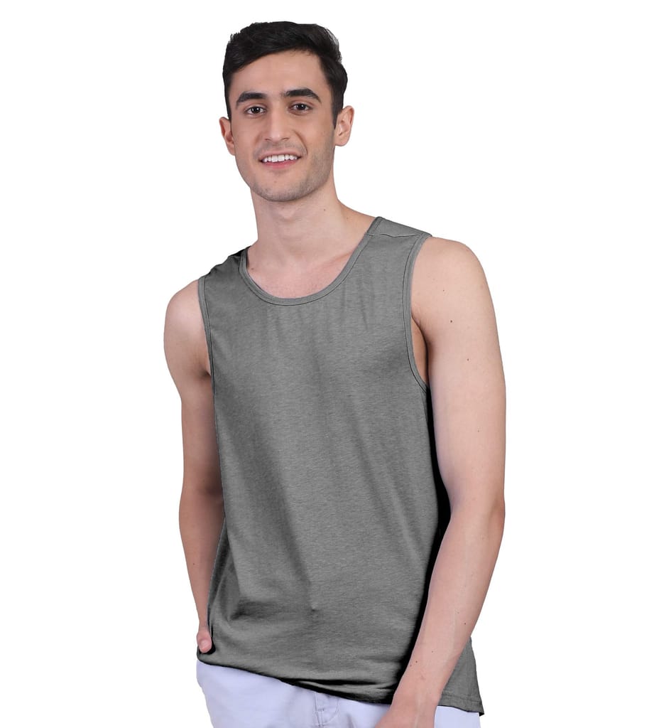 Freecultr Men's Twin Skin Bamboo Active Vest, Anti Microbial, Anti Odor, Breath tech Super Soft - Pack of 1-Charcoal view 2