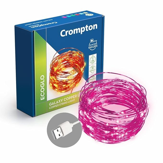 Galaxy Decoration Copper USB Powered String Fairy Lights with 100 Led Light (10 Meters / 32 Feet, Pink, Pack of 1)