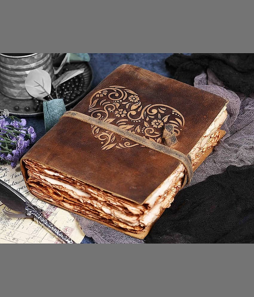 Vintage Leather Journal With Antique Paper A5 Diary Unruled 200 Pages (Brown) view 2