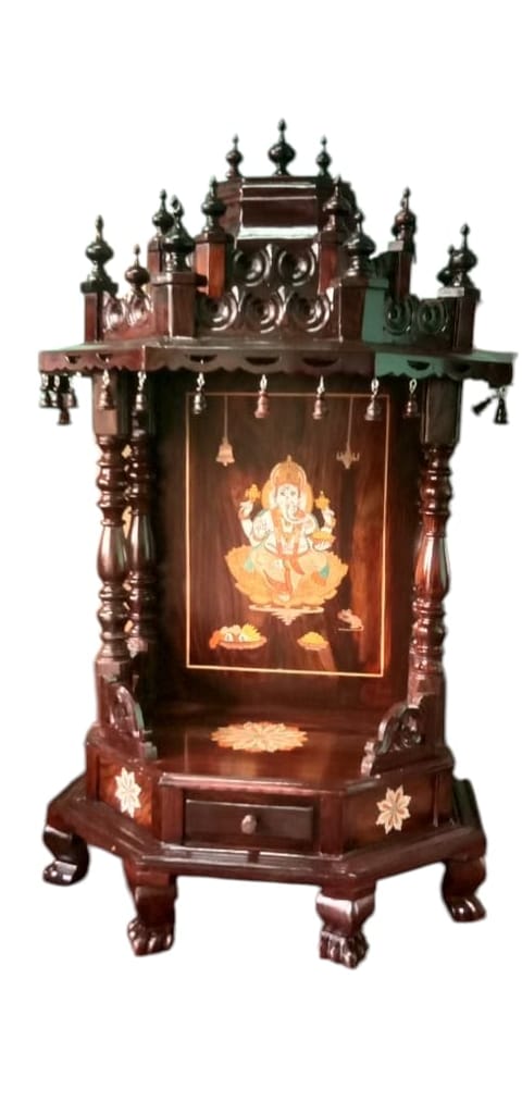 Handcrafted Wooden Temple for Home | Intricate Carvings | Traditional Design