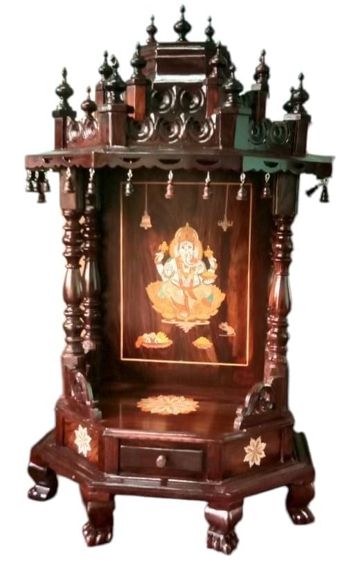 Handcrafted Wooden Temple for Home | Intricate Carvings | Traditional Design view 2