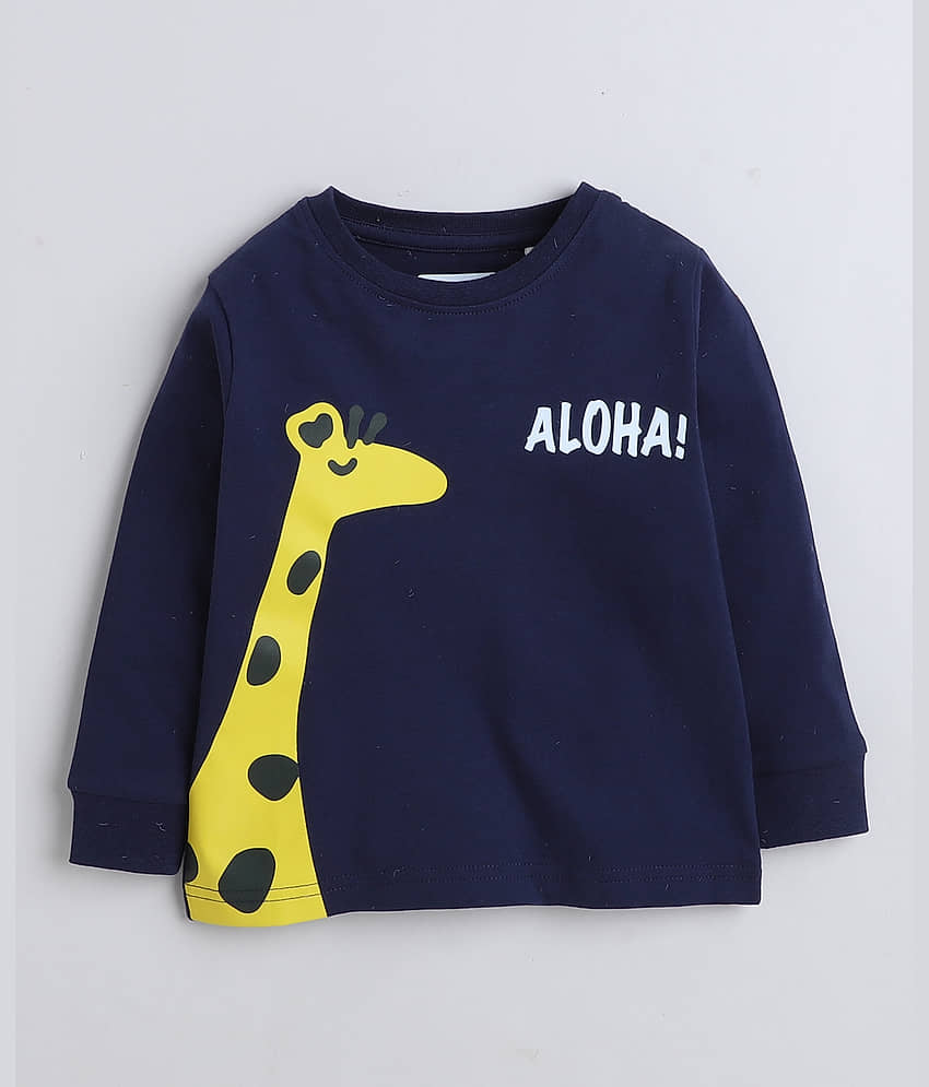 BUMZEE Pack of 1 Boys 100% Cotton Nightsuit Set ( Navy Blue ) view 2