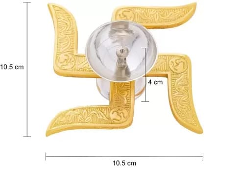 Gold and Silver plated Metal Swastik Diya view 2