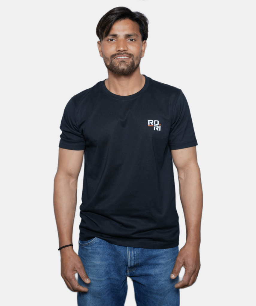 Premium Cotton Men's Classic Series Round Neck Half Sleeve T-Shirt by Rori | Solid Color | Made in India view 2