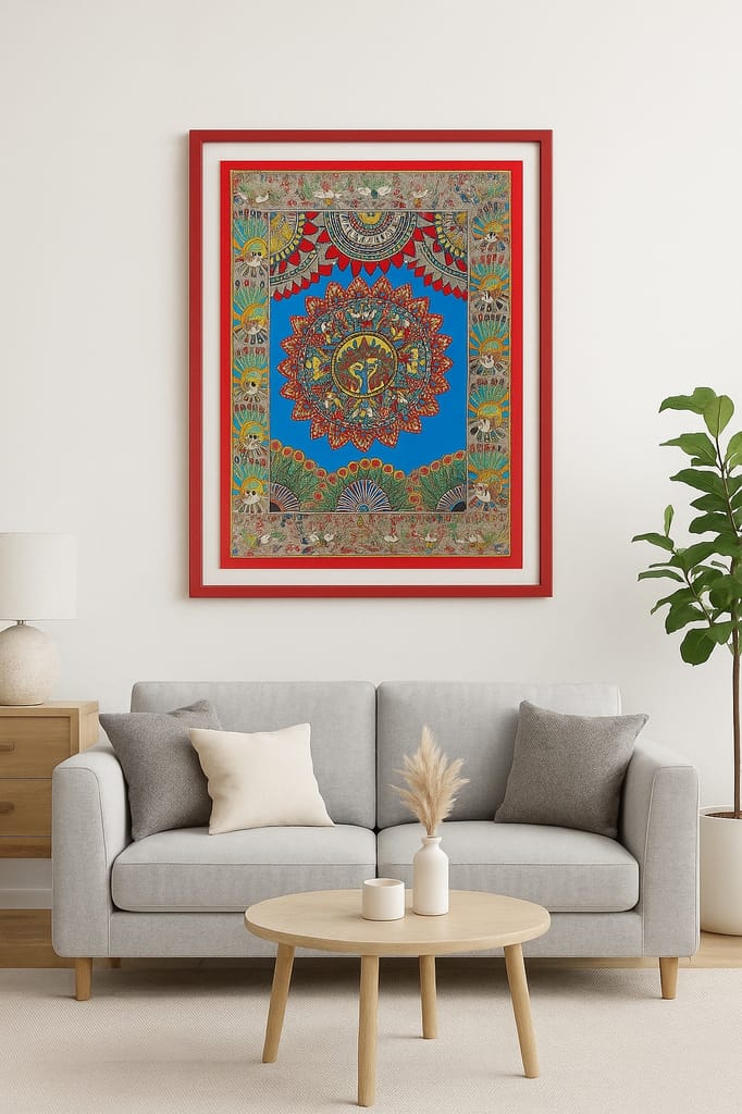 [Pack of 4] Traditional Madhubani Painting – Mandala with Peacocks and Floral Motis view 2