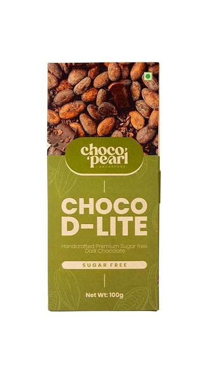Choco Pearl Premium Handcrafted Dark Chocolate Collection | Sugar Free Dark Chocolate (100g, Choco D-Lite) | Inspired by Hotel Chocolate & Ghirardelli Chocolate Craftsmanship
