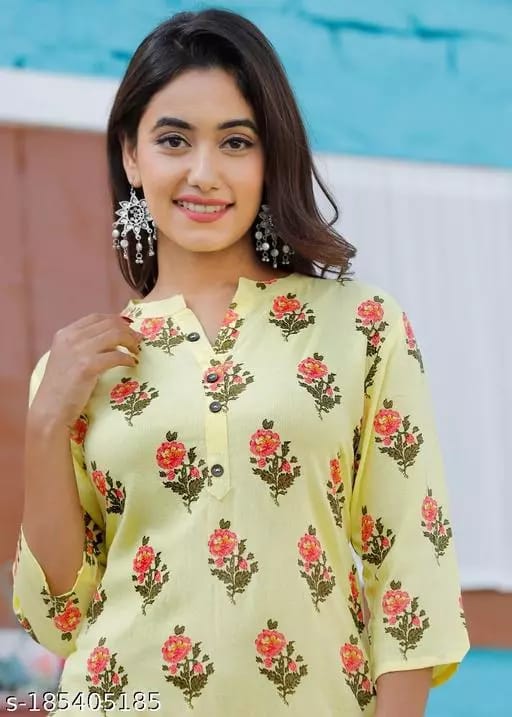 Women Beautifull Yellow & Pink Rayon Kurta Pant Set