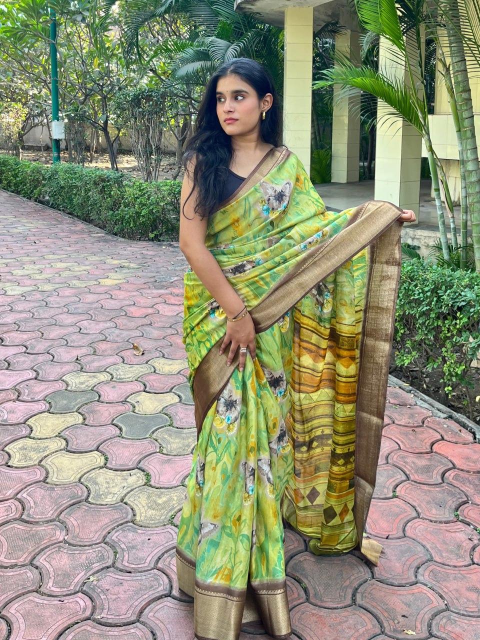 Digital Print Dola Silk Saree view 2
