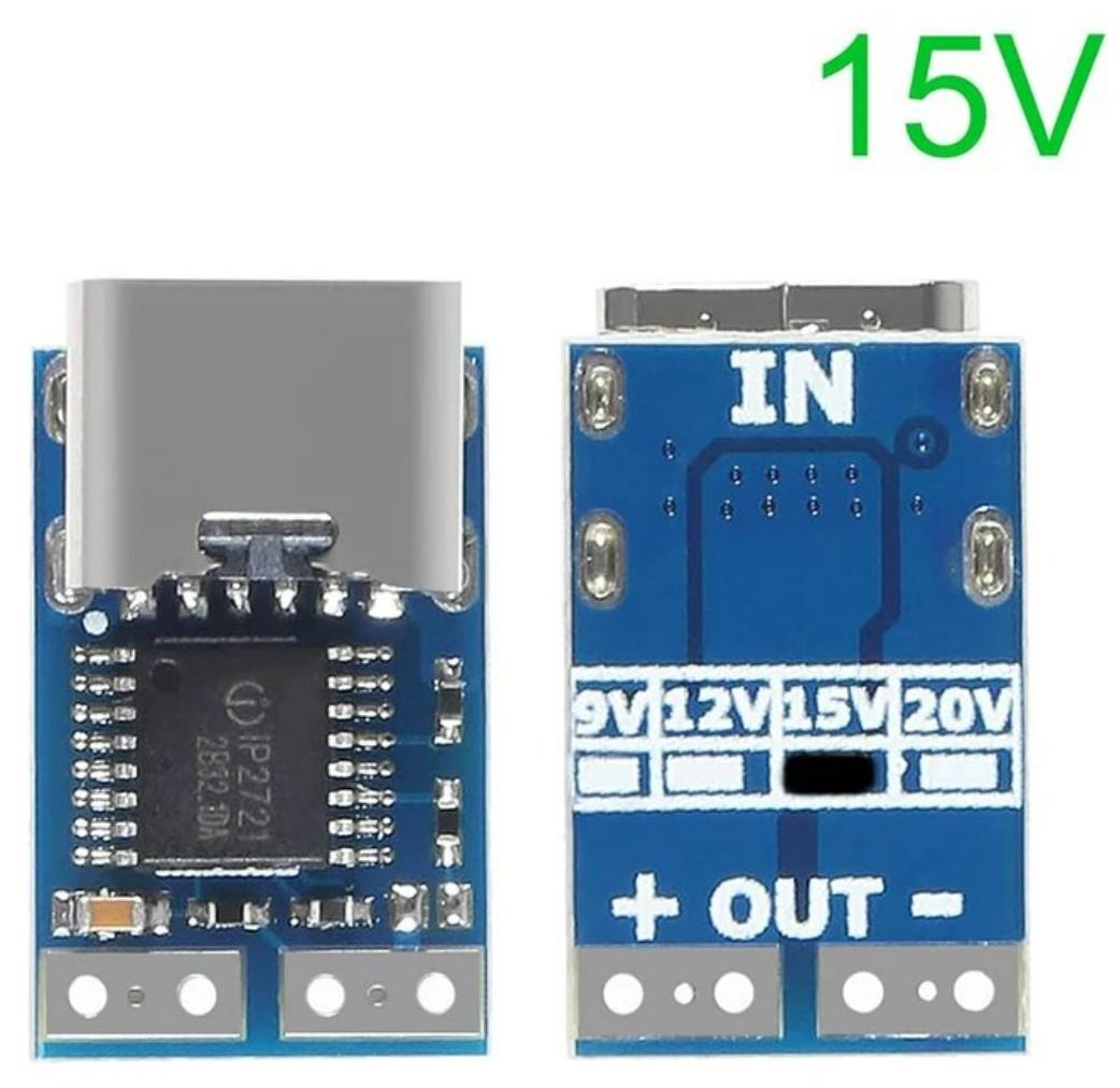 WalkOnAir USB C PD DC Fixed Voltage Power Trigger Decoy Module PDC004 - IP2721 Type C 15V. view 2
