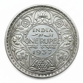 One Rupee 1937 King George 5th, British India Silver-plated old Coin Series