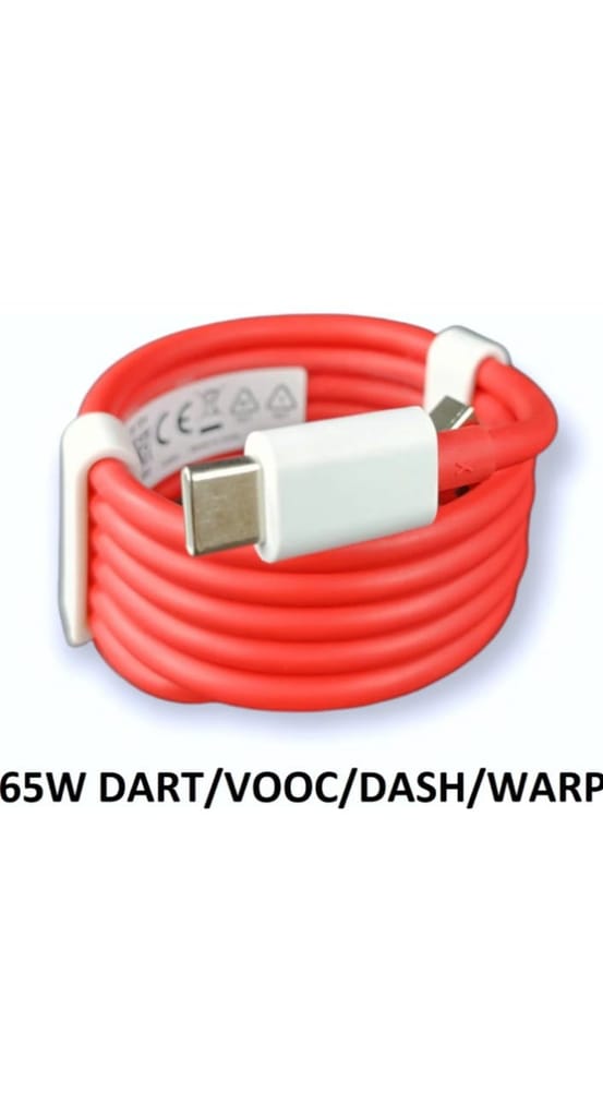 S&P Sublimation USB Type C Cable 6.5 A 1 m OEM 65W-10W/6.5A VOOC/WARP/DASH/DASH/SUPERVOOC/SUPERDART CHARGER CABLE (Compatible with oppo,realme,narzo,oneplus,vivo,iqoo,samsung,motorola,mi,redmi,poco, Red, One Cable)