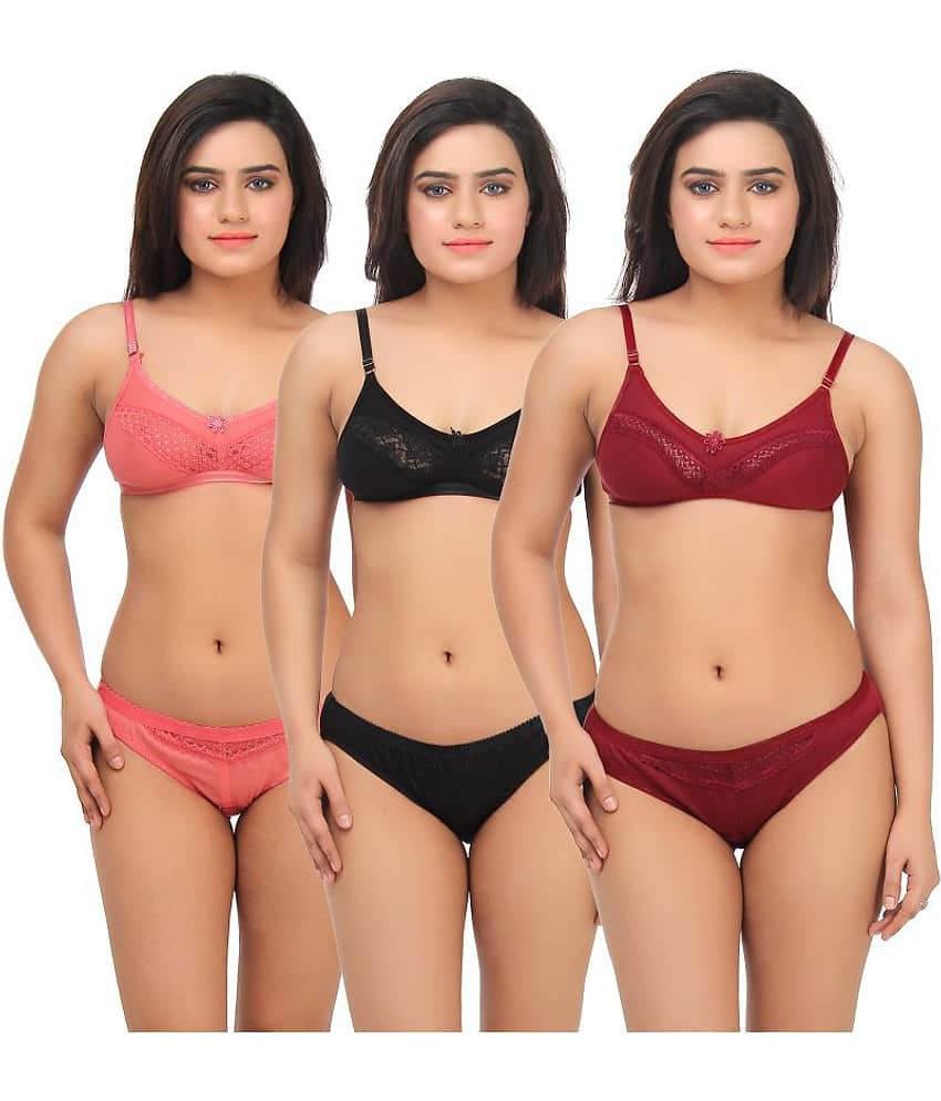 TCG Multi Color Lace Bra & Panty Set