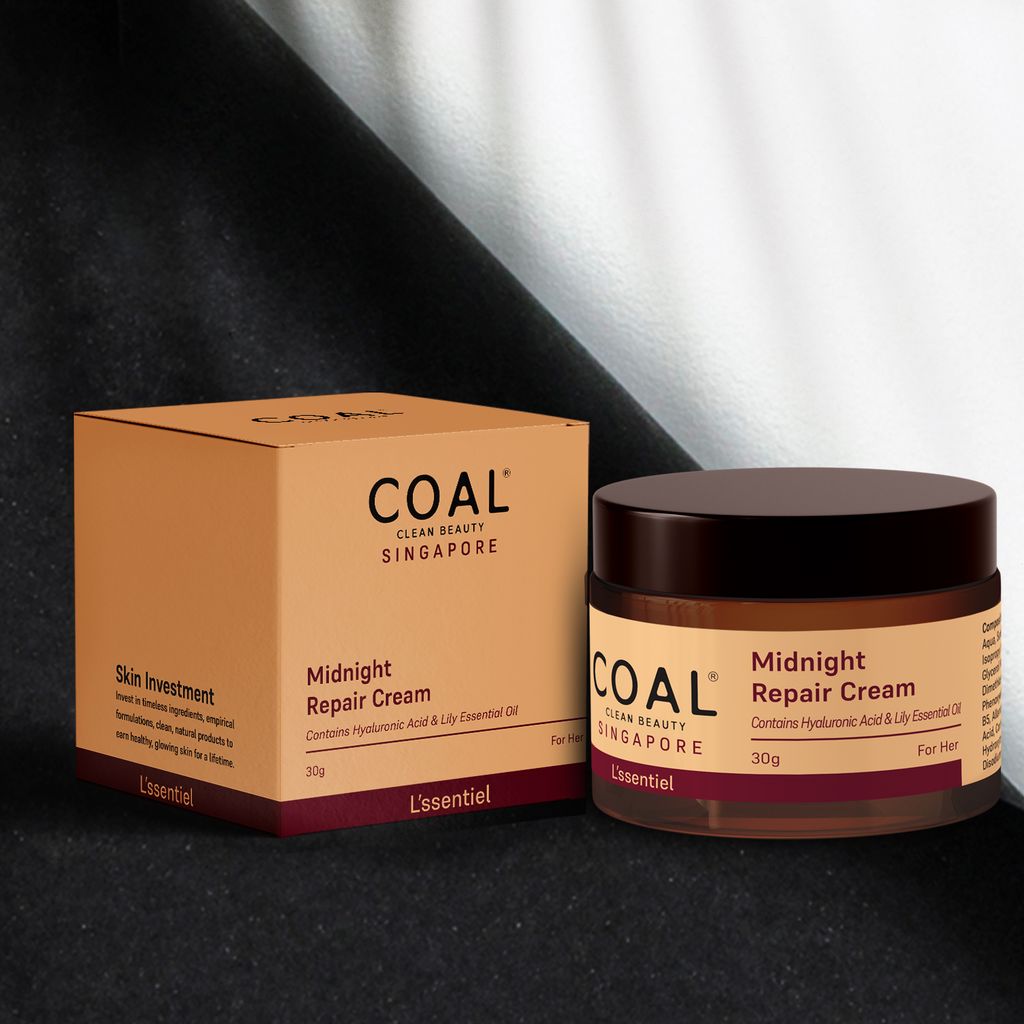 COAL Clean Beauty Midnight Repair Cream | Lily Essential Oil, Vitamin B5, Hyaluronic Acid, Sunflower Seed Oil, Cocoa Butter |Brightening Cream For Women | 30g view 2