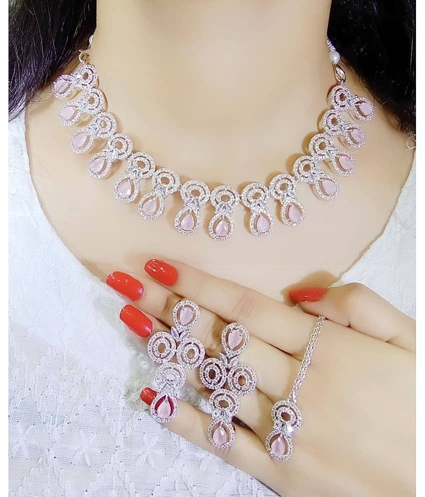 Ladymania Pink Alloy Necklace Set ( Pack of 1 ) view 2