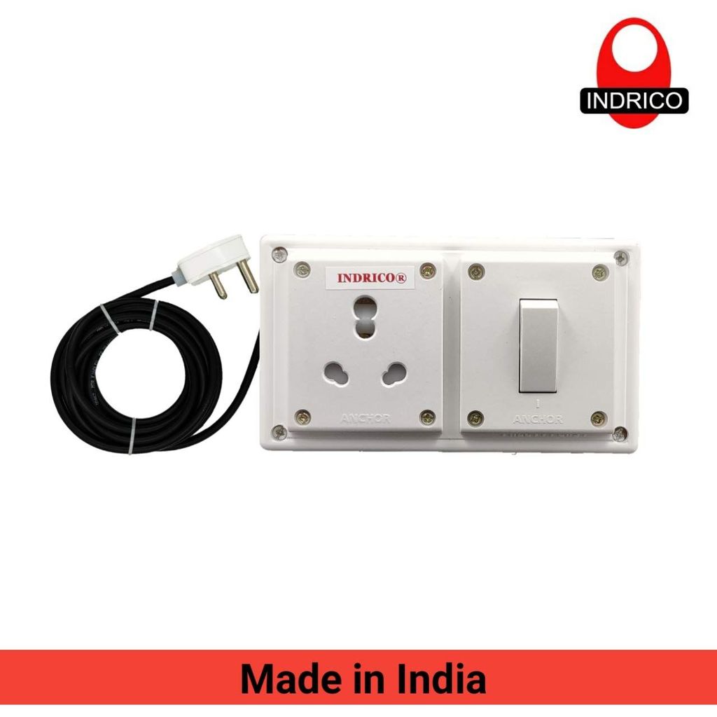 INDRICO? Extension Board with Long Wire (1.5 mm) 16Amp 1 Socket 1 Switch (Pack of 1) Polycarbonate, White view 2