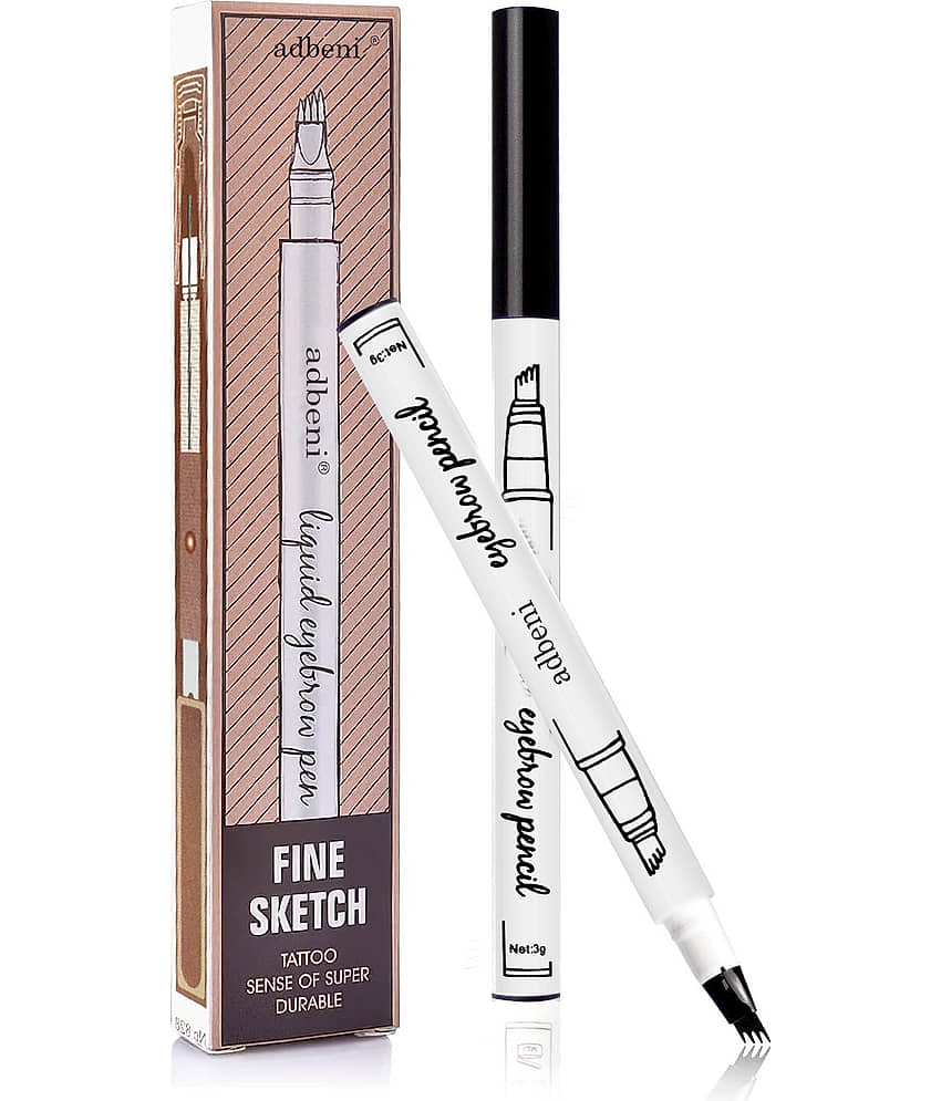 Adbeni 4-Tip Eyebrow Pen Water & Smudge Proof Brow Eyebrow Kit Black 3 g