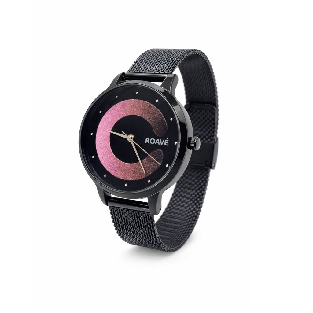 ROAVÉ Quartz Round Intermesh Stainless Steel Band Casual Analog Watch For Women With Push Button Clasp - Multicolour view 2