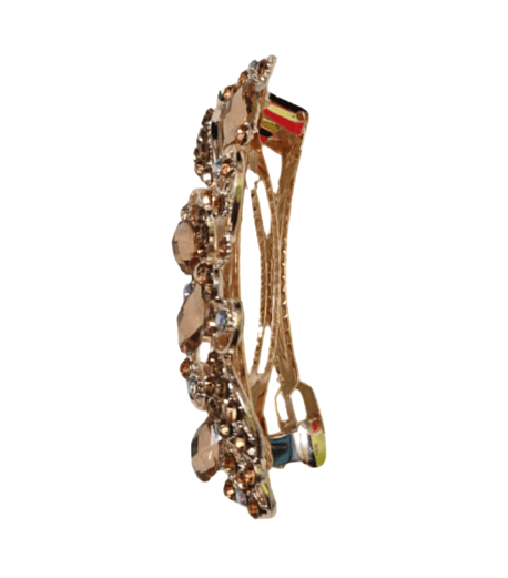 Elegant Crystal Floral Hair Barrette Clip – Rose Gold Tone view 2
