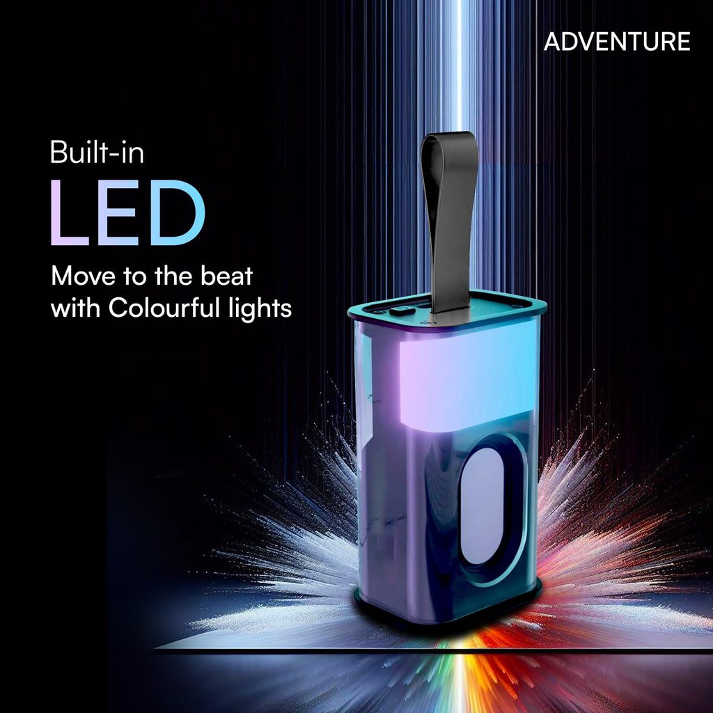 HAPIPOLA ADVENTURE BLUETOOTH SPEAKER Immersive Audio | Good Bass | Light Weight 6 hours Playback | Playback Controls 800mAh Battery | 5.2 Bluetooth | RGB light | Sound | Upto 10m Range view 2