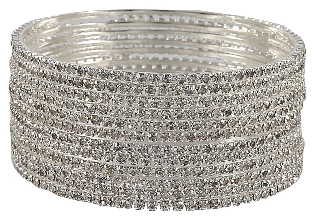 ZULKA Non-Precious Metal with Base Metal and Zircon Gemstone Studded Premium and Traditional Glossy Finished Sleek Bangle set for Women view 2